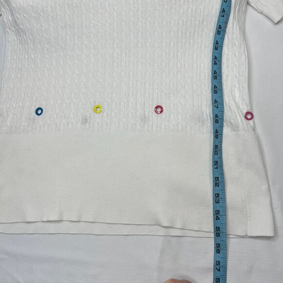 Staud Cecily Open-Back Cable-Knit Maxi Dress White Rainbow Eyelet Detail Medium - Picture 13 of 16